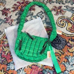 Free People Quilted Baby Carryall Sling Bag + Keychain + Printed Micro Pouch